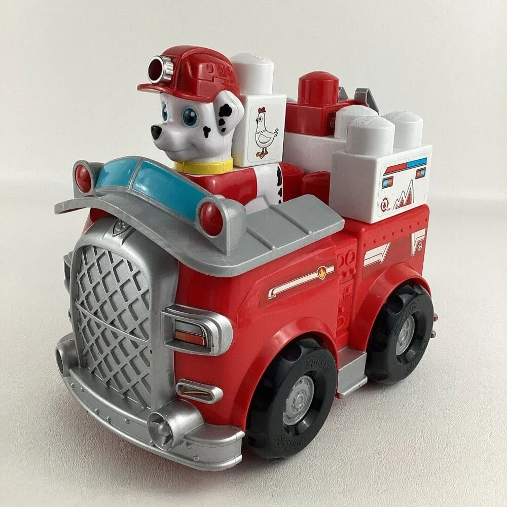 Paw Patrol Ionix Rescue Pups Marshall Fire Truck Vehicle Building Block Set Toy